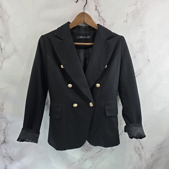 Lioness Blazer Womens XS Black Double Breasted Jacket Stretch Buttons Palermo - Picture 11 of 14